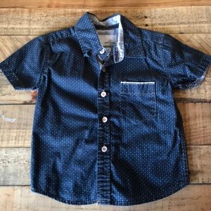 Craft & Flow Navy Polka Dot Button Up